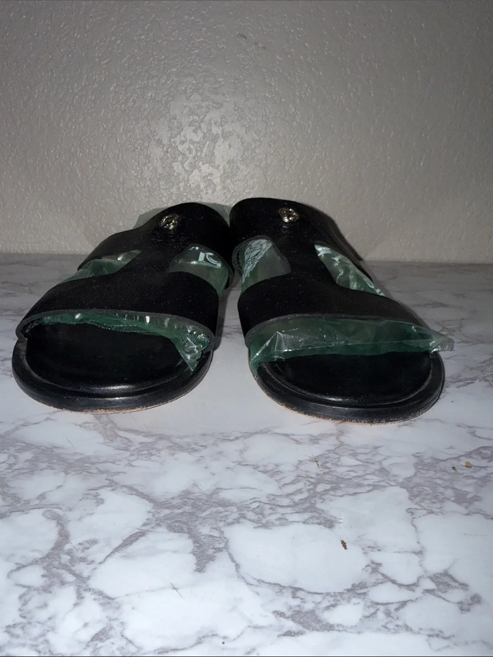 T.T. Dalk Black Slide Sandals men’s 10 Purple label